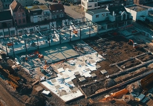 Nieuwbouwproject van KIKX Development, Dura Vermeer en Lidl Nederland op indrukwekkende wijze vanuit de lucht in beeld gebracht